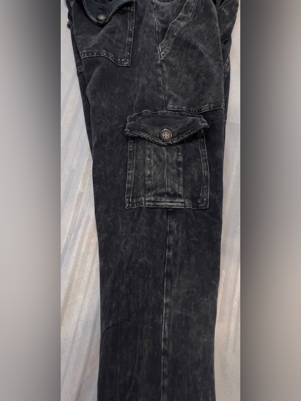 Hard Tail Forever Black Washed Stretch Cargo Flared Pants - Picture 4 of 8